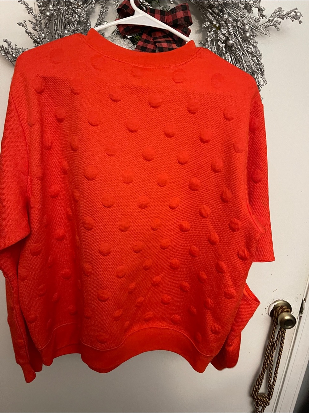 JoyLab Bright Red Textured Dot Crewneck Sweater - Picture 5 of 6
